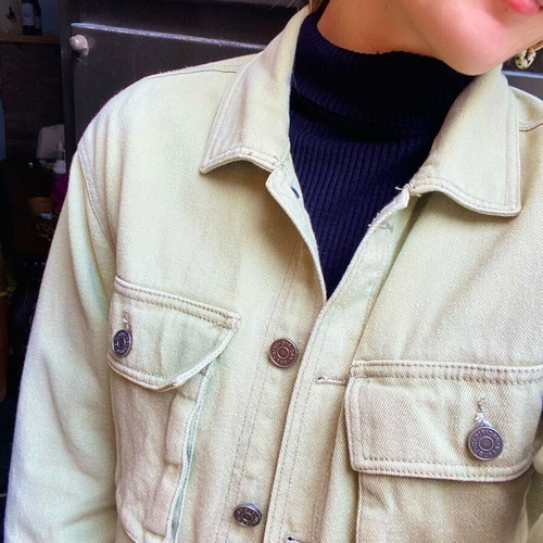 Denim jacket Stradivarius green like new, size S