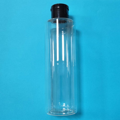 SET OF 3 Plastic PET bottle transparent suitable for creams, body lotion 200 ML - With black cap