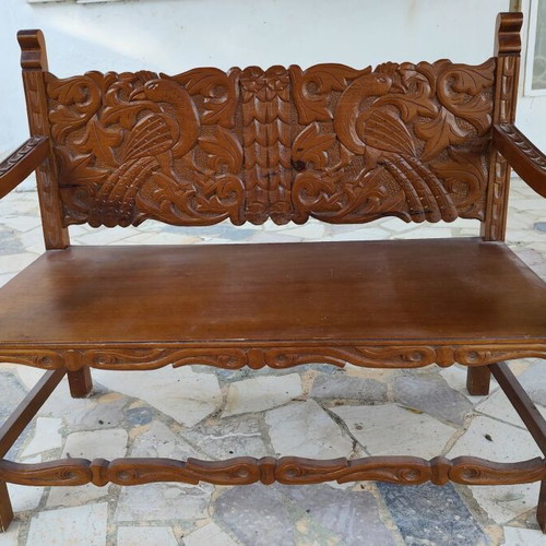 Wooden Skyriai style bench sofa used, handmade