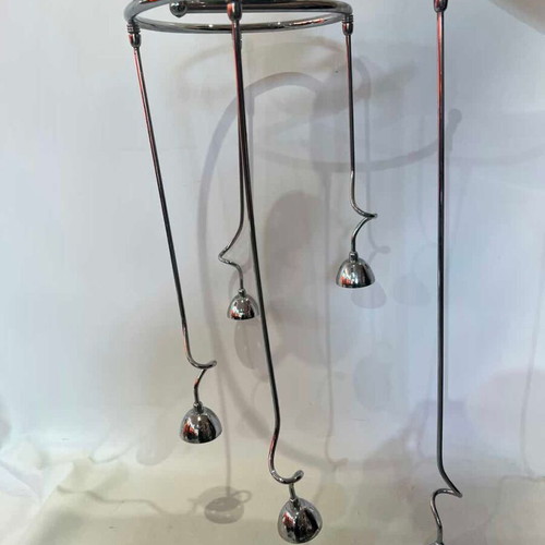 Metal ceiling light with small spotlights used, 74x34 cm