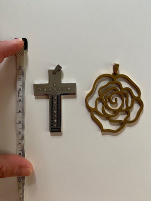 Cross and flower used steel charms for necklace