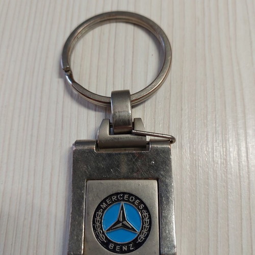 Metal Mercedes-Benz keychain used, blue and silver