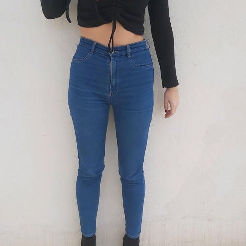 Pull & Bear dark blue high rise skinny denim jeans like new, size S