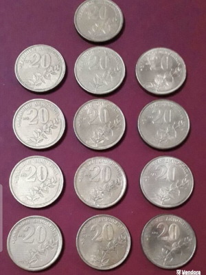 Greek collectible 20 drachma coins with Dionysios Solomos