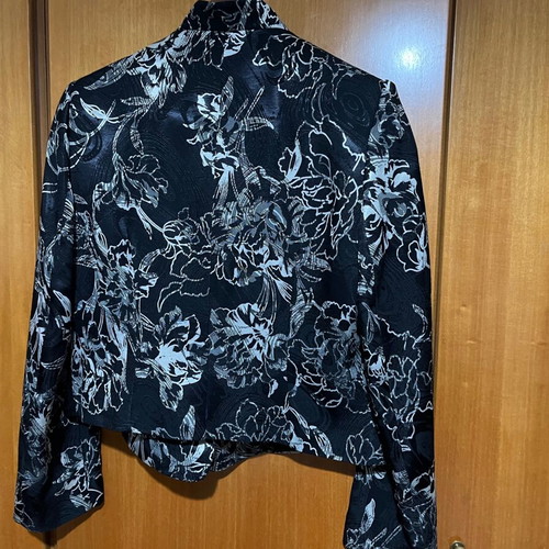 Short women's handmade jacket new, black satin brocade