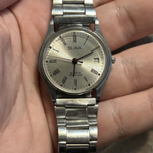 Slava wristwatch new, vintage 1980s quartz with 4 jewels