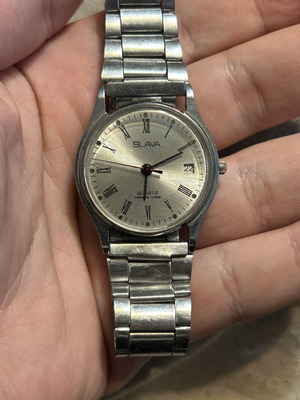 Slava wristwatch new, vintage 1980s quartz with 4 jewels