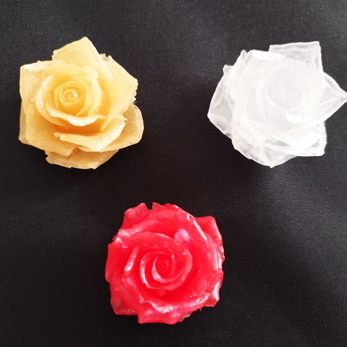 Set of 3 roses from liquid glass new, size 6 x 5 cm