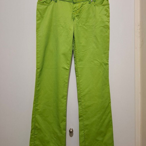 Miss Sixty Y2K Flared Pants New Old Stock Lime Green Size 28