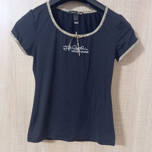 Roberto Cavalli Just Cavalli women's T-shirt like new, black, leopard motifs