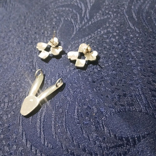 Playing Card Earrings Set and Lucky Bunny Pendant Silver 925 new