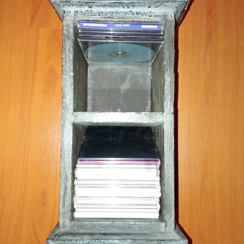 Wooden CD case used, vintage, handmade, carved wood