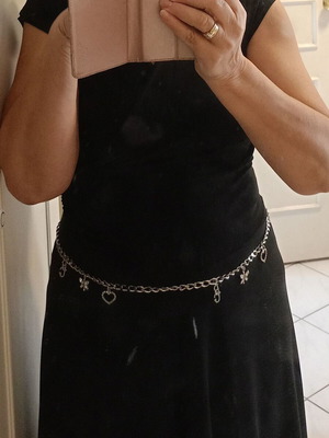 Stainless Steel Belt with Charms like new, 101 cm