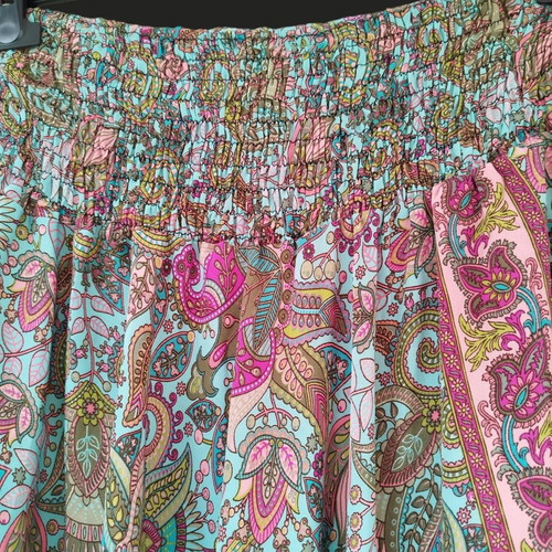 Boho maxi skirt new, colorful paisley print with elastic back waist