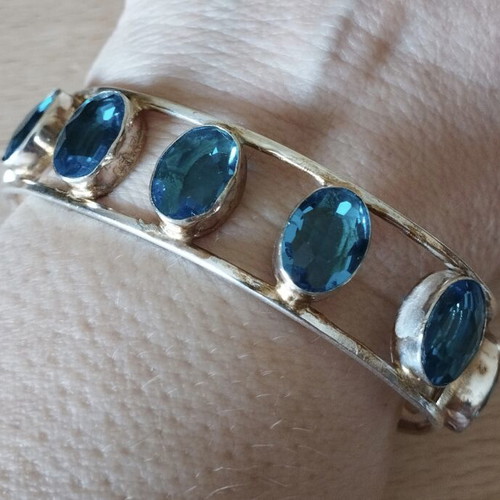 Handmade adjustable bracelet with large turquoise stones, like new