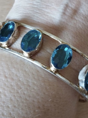 Handmade adjustable bracelet with large turquoise stones, like new