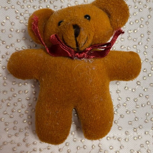 Small brown plush teddy bear used, about 8 cm