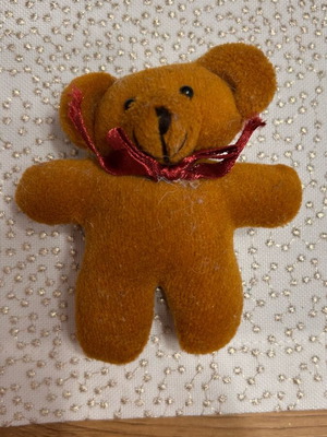 Small brown plush teddy bear used, about 8 cm