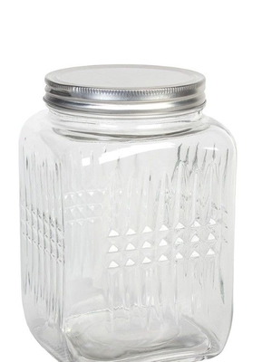 Βάζο αποθήκευσης γυάλινο 2800 ml με μεταλλικό καπάκι καινούργιο