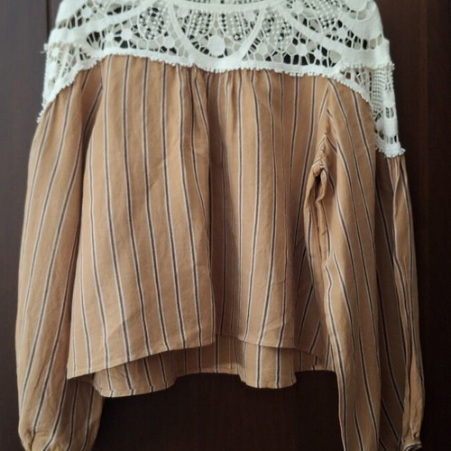 Zara linen blouse used with lace top and stripes, size L