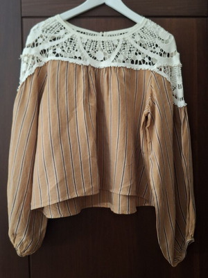 Zara linen blouse used with lace top and stripes, size L