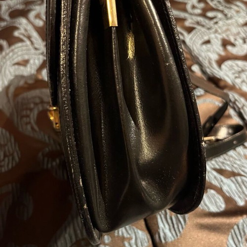 Leather vintage shoulder bag used, black