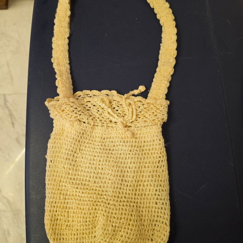 Handmade summer knitted shoulder bag, vintage style, beige