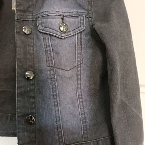 Black denim jacket for girls 13-14 H&M like new with fading