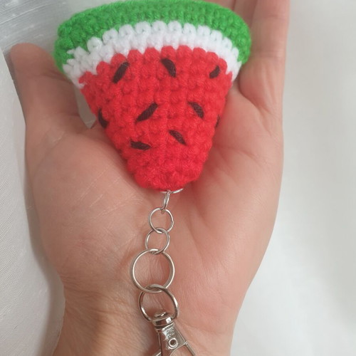 Watermelon Slice Handmade Crochet Keychain new, colorful