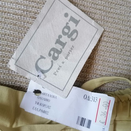 Cargi women's linen pants size L new, yellow