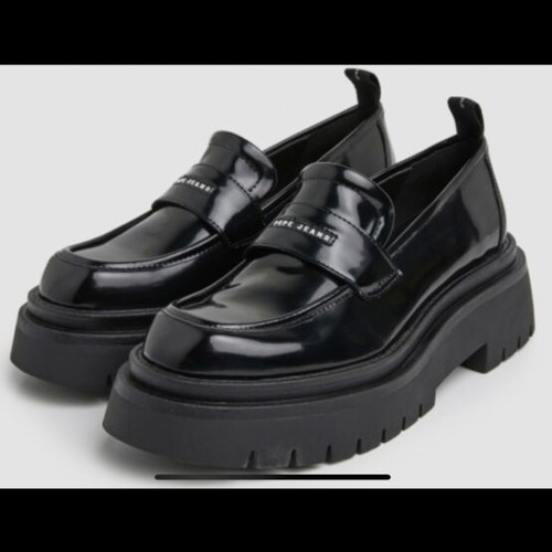 Queen Oxford Pepe Jeans women's loafers new, black patent leather, size 40