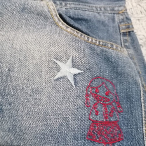 Zara Trf Y2K embroidered denim capri pants size 38 used, blue