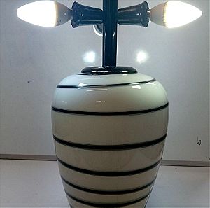 Big White Glass with Black Stripes Table Lamp