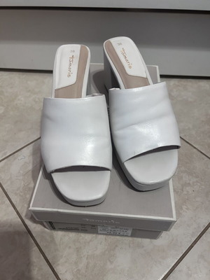 Tamaris mules like new, size 38, white platform sandals