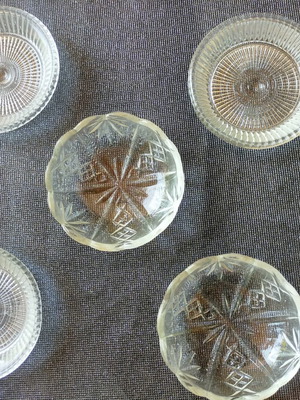 Glass appetizer dishes used, set of five