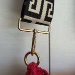 Handmade Crochet Crossbody Bag with Geometric Strap in Magenta