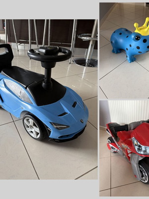 Bundle 3-in-1 Ride-On Motorcycle, Car and Inflatable Frog Toy used