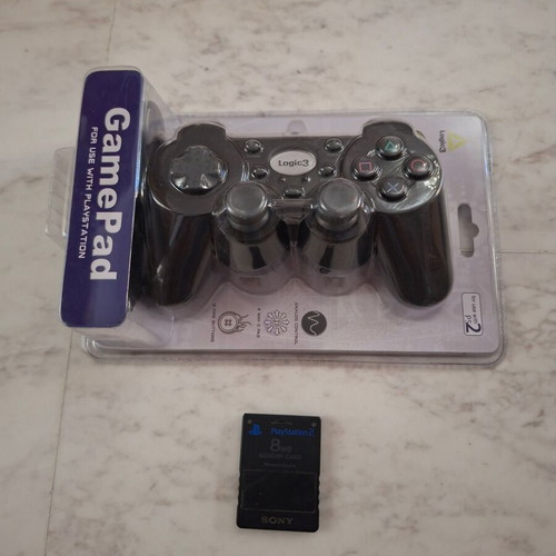 Logic3 Wired GamePad and Sony PlayStation 2 Memory Card 8MB used