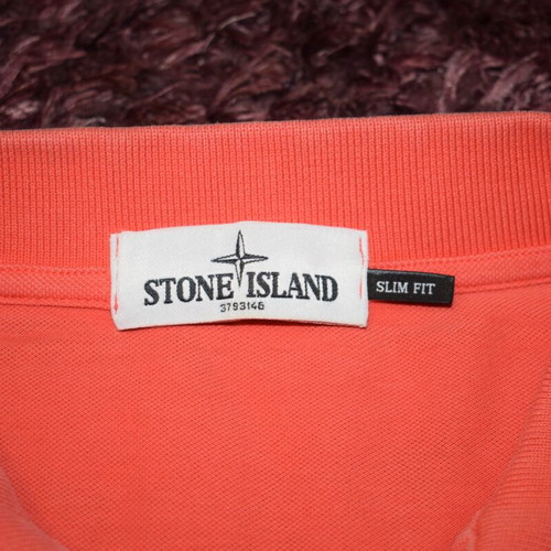 Stone Island Polo Shirt XXL used, white and orange