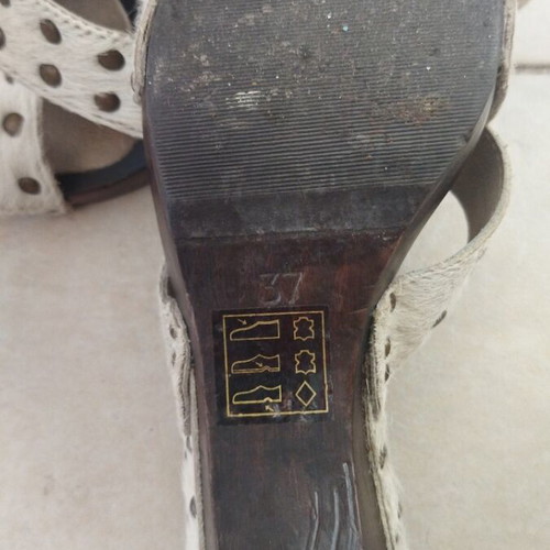 El Gaucho by Giuliano Cutrina women's vintage clogs with pony skin straps, size 37