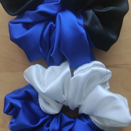 Handmade satin XL scrunchies two-tone, Greek craftsmanship