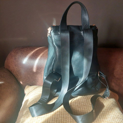 Remonte Black Leather Backpack Like New with Gold Studs