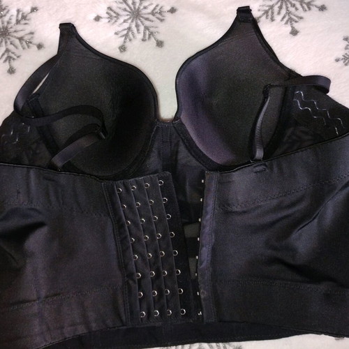 Black bustier used with transparency and adjustable straps