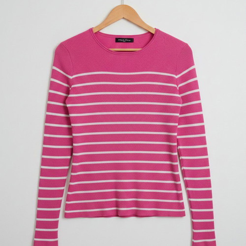 Pink striped blouse like new, size M