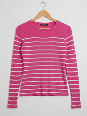 Pink striped blouse like new, size M