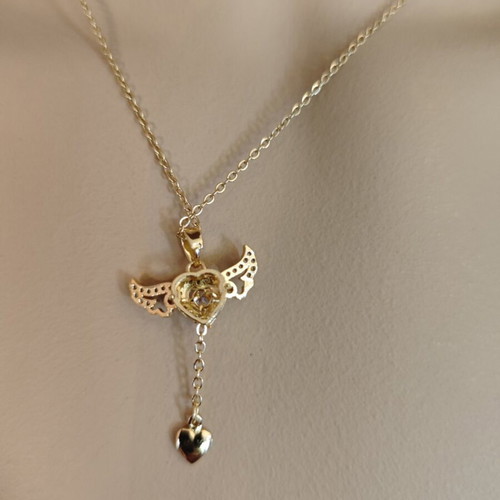 Angel Wings Necklace new, stainless steel, gold color