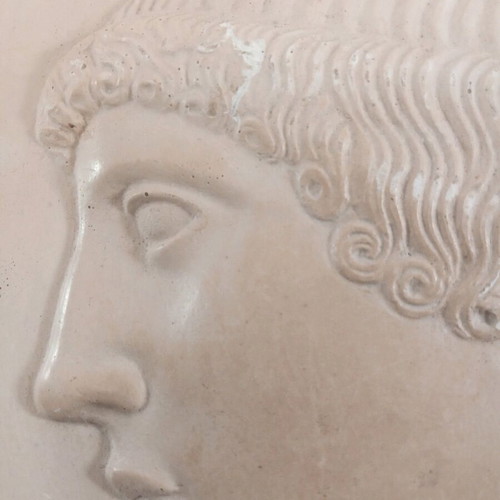 Relief depiction of Apollo of Olympia in plaster 25x28 cm without frame