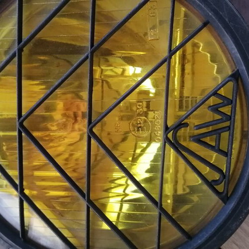 Car fog lights with yellow glass, vintage