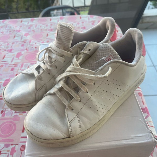 Adidas athletic shoes size 36 used, white and pink