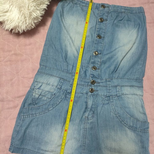 Denim strapless dress used, size M, blue